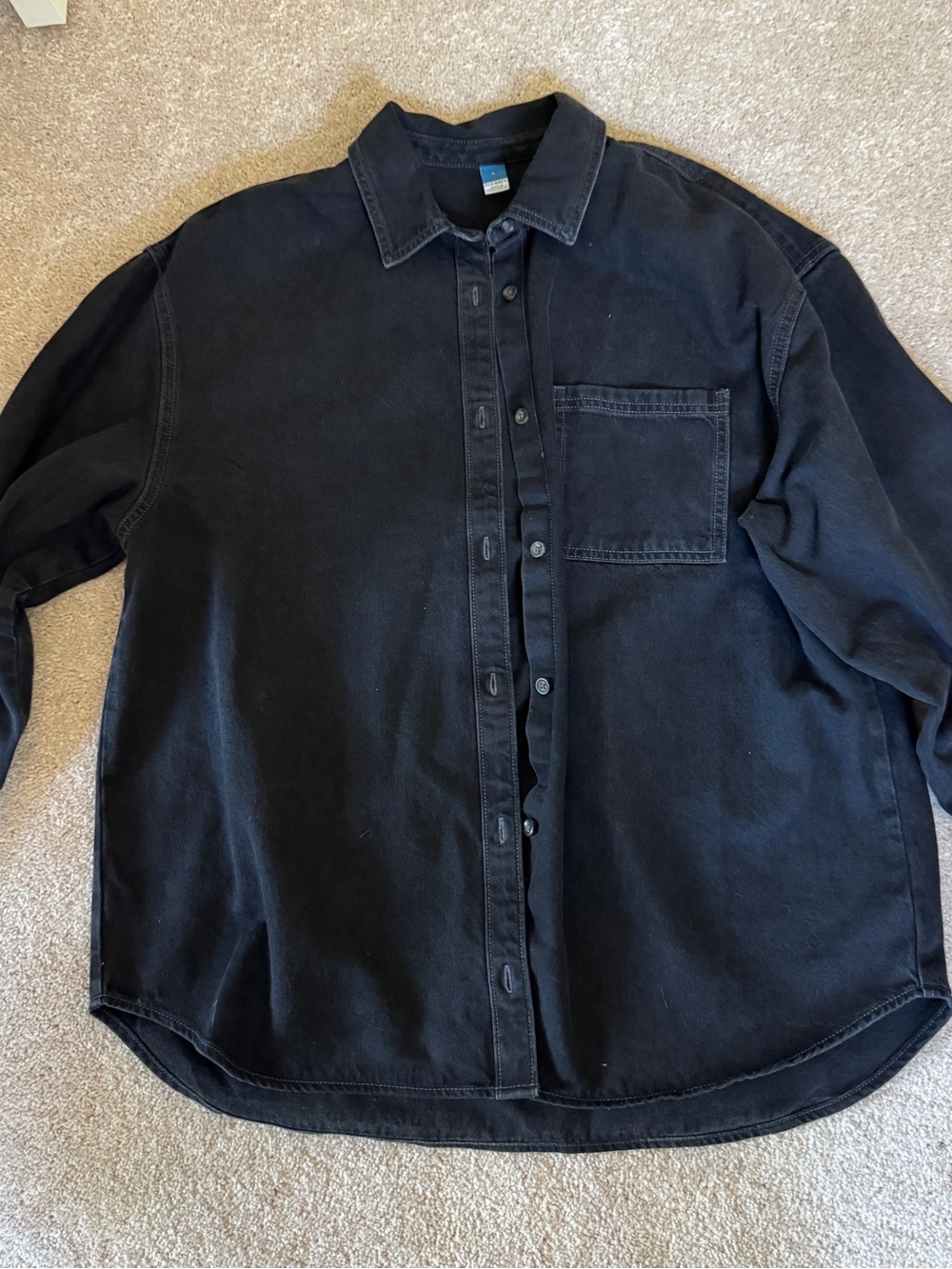 Old Navy Womens Large Black Denim Cotton Long Sleeve Button Front Shirt NWOT